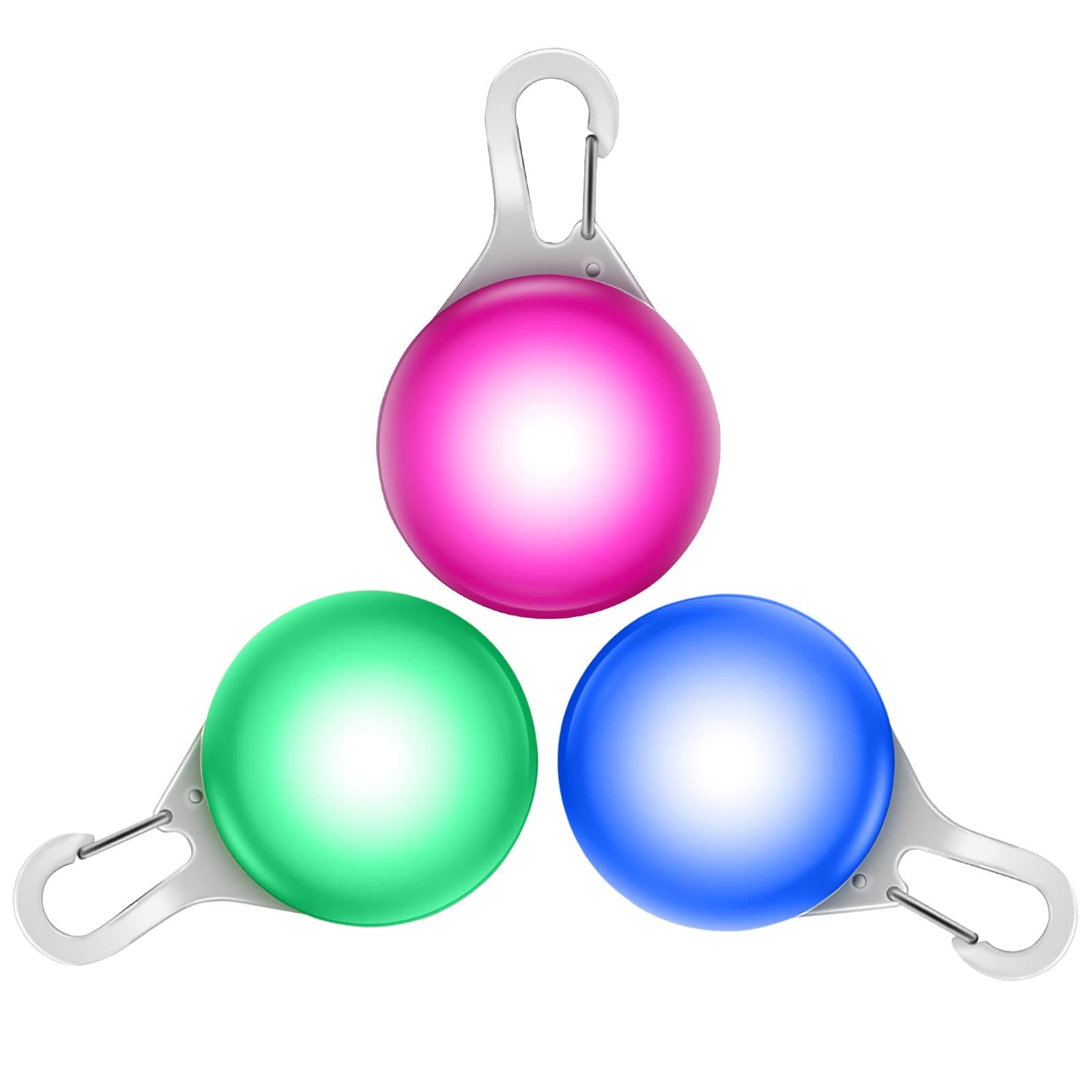 3 Pack LED Dog Collar Light, Light Up Dog Collars, Clip-On LED Pet Tag Three Modes for Night Walking, Running, Camping, Climbing