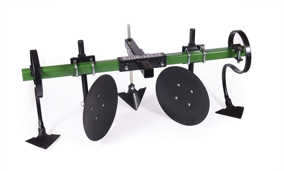 Heavy Hitch Multi-Purpose Disc Cultivator Garden Bedder 3-Point Attachment with S-Tines and Row Maker Insert Powdercoated in Green | USA Made for Compact/Sub-Compact Tractors