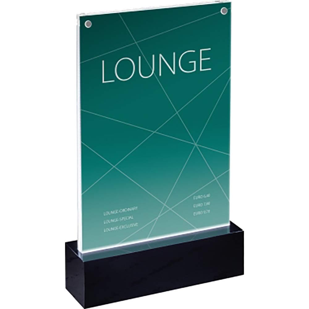 SIGEL TA422 LED Sign Holder, Upright, for A5, Illuminated Double-Sided Presentation, Acrylic, Transparent, 1 pc.