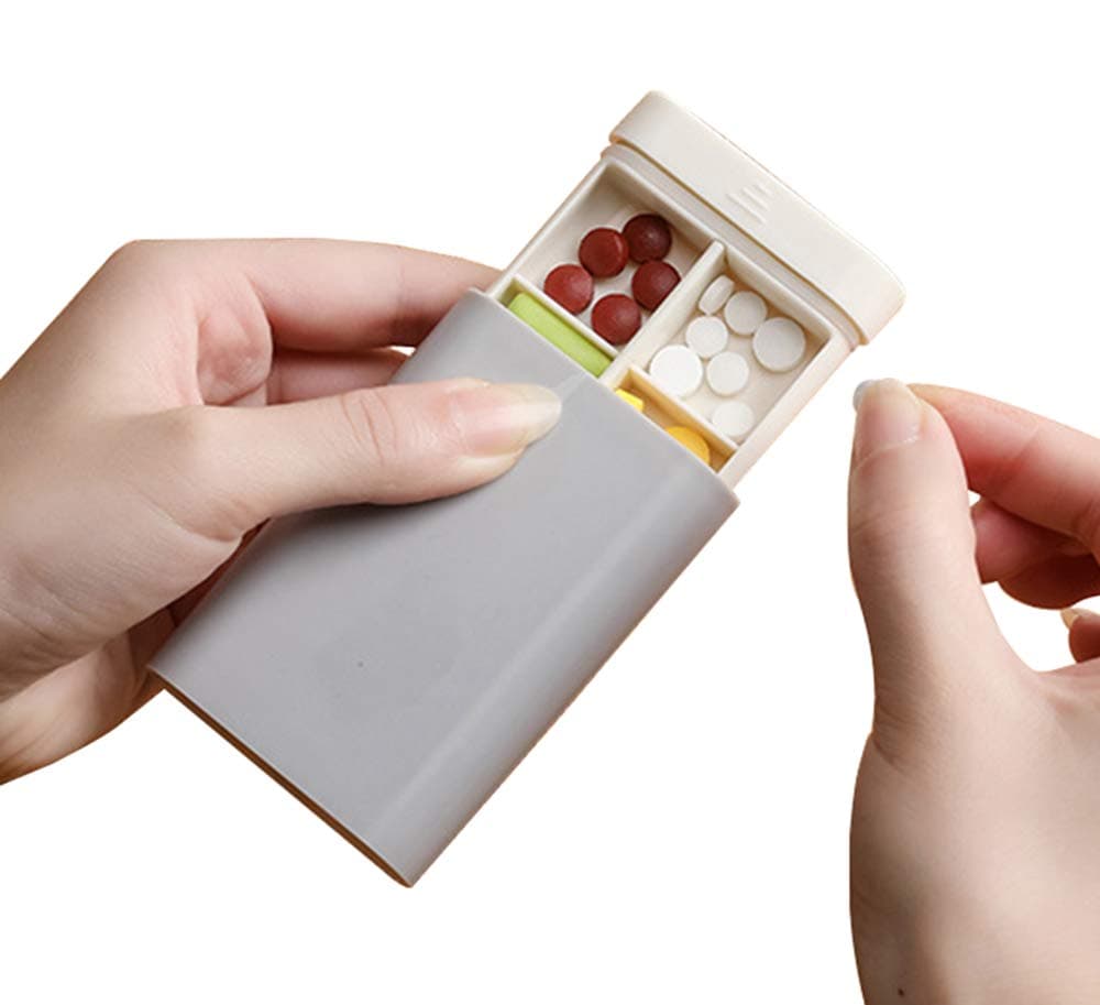 HODORPOWER Weekly AM/PM Pill Box,Daily Pill Organizer Case (Twice-a-Day) with Moisture-Proof and 1 Pill Cutter for Vitamins, Fish Oil, Supplements and Medication- Rainbow Colors