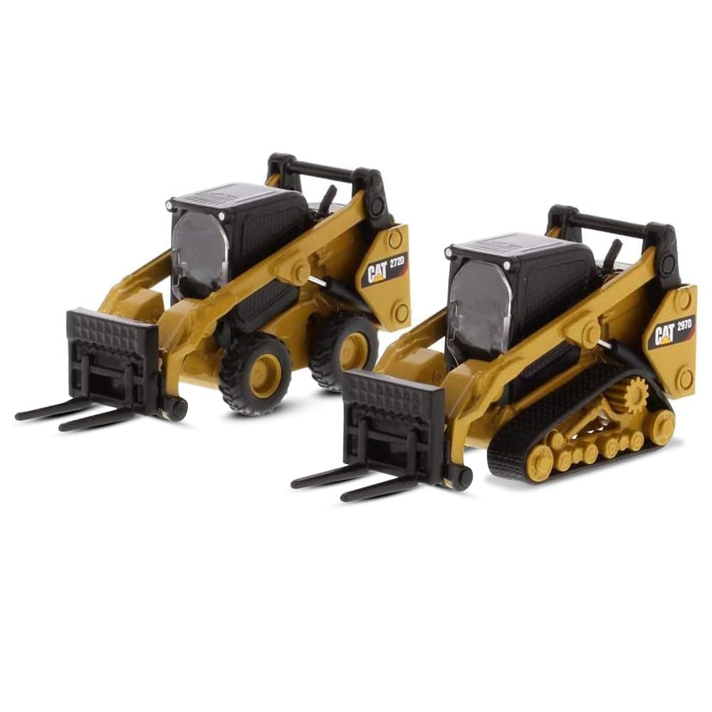 1:64 Scale Caterpillar 272D2 Skid Steer Loader & 297D2 Compact Track Attachment Accessories, Play Collect Series Collectible Cat Trucks Construction Equipment, Model 85693