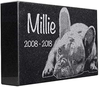 Black Granite Memorial Headstone for Lost Loved Ones, Dogs, Cats, and Family Pets. " Great for Your Garden, Tree Dedication, or in a Cemetery. Includes your personal photo and text. (12 x 8 x 2")