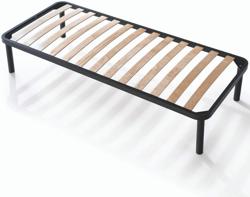 EVERGREENWEB - Single Bed Base 90x180 cm with strong Iron Frame and Beech Wood Slats Orthopedic, 35 cm High Reinforced Slatted Bed Frame FULLY ASSEMBLED + Kit 4 Removable Feet, for all Beds Mattresses