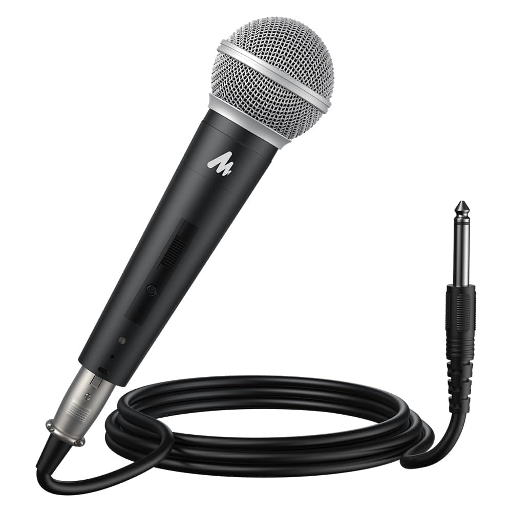 Dynamic Microphone Wired for Singing, Corded Karaoke Mic with 9.8FT/3M XLR Cable, with On/Off Switch (AU-WDM01)