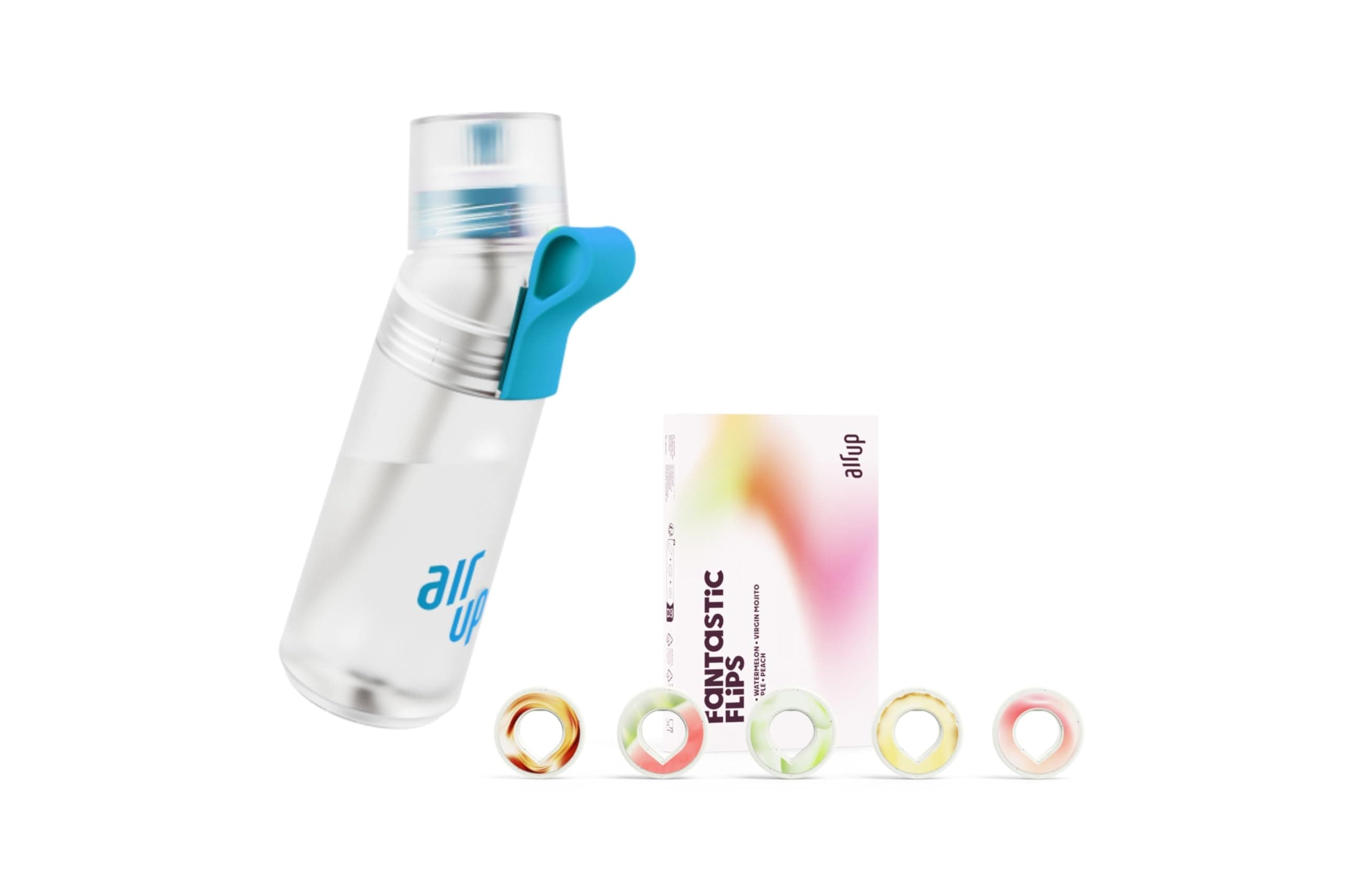 Bottle Twist Pro Starter Set Original, Including Pods in 5 Flavours, 600 ml Drinking Bottle with Flavour, Sugar-Free, Dishwasher Safe and BPA Free, in Blue Splash