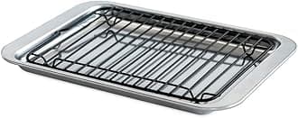 Naturals 2 Piece Compact Pan Set, Toaster Oven, Counter Ovens, Air Fryer and Broiler Safe, Personal Size for 1-2 Portions - Includes Compact Baking Sheet with Broiling Rack
