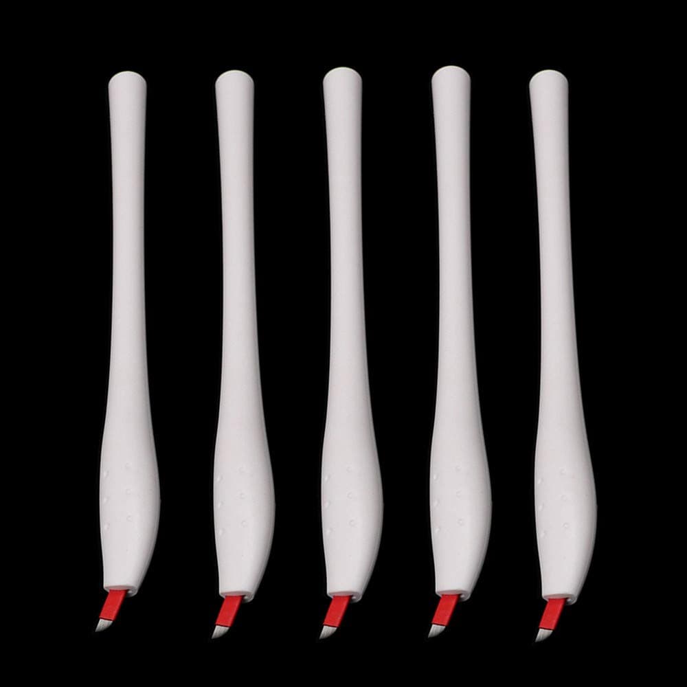 Microblading Pen - Yuelong 5PCS Sterilized Disposable Eyebrow Pen with 12F Microblading Needles Manual Eyebrow Tattoo Pen Microblading Supplies Permanent Makeup Needles for Eyebrow and Lips (12F)