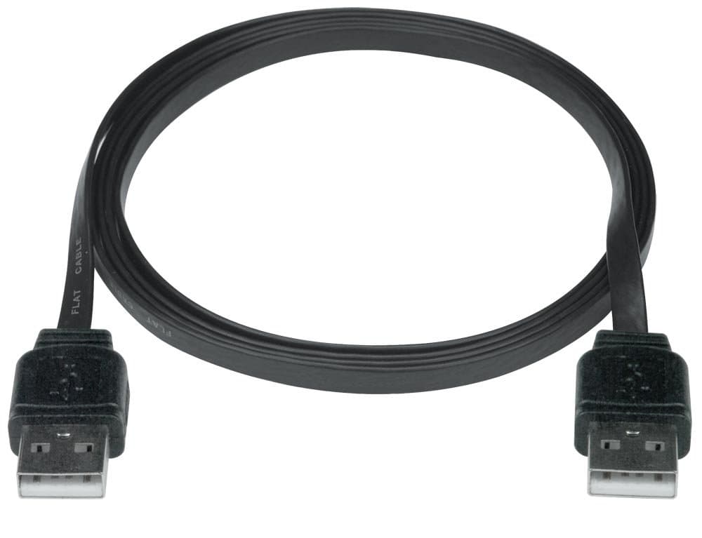 Super Flat USB 2.0 Cable, Male A to Male A, Black, 10 Feet