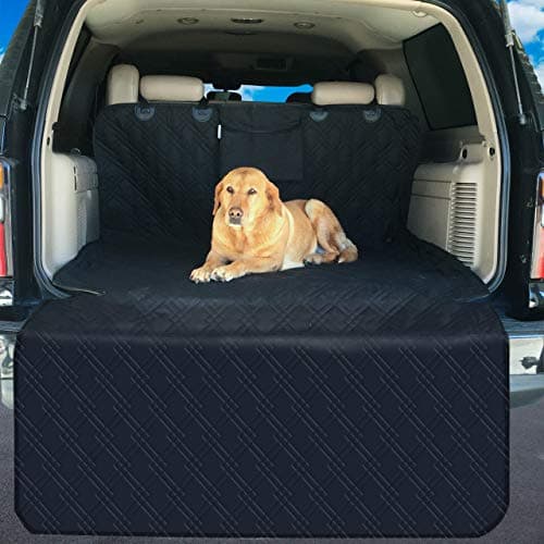 SUV Cargo Liner with Large Storage Pocket, Premium, Waterproof, Washable, Non Slip Backing, Dog SUV Mat, Large SUV Seat Covers with Bumper Flap, Deluxe Quilting, Universal Fit
