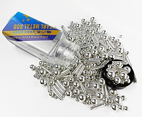 Sprinkles Pearl Sugar Candy 100g/ 3.52oz Mix Size Baking Cake Decorations Cupcake Toppers Cookie Decorating Ice Cream Celebrations Shaker Jar Wedding Shower Party Christmas (Silver)