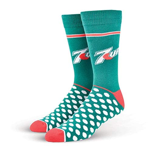 Cool Socks Men's Knit Crew Socks (Shoe Size 6-12, Green/7 Up Print)