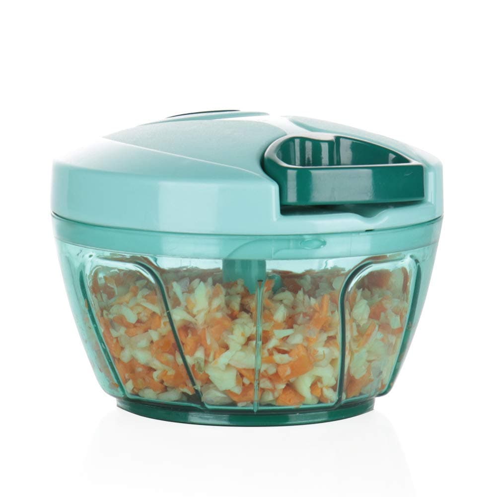 Ourokhome Mini Garlic Chopper Grinder - Manual Processor for Vegetables, Garlic, Onions Blue 30 Watts