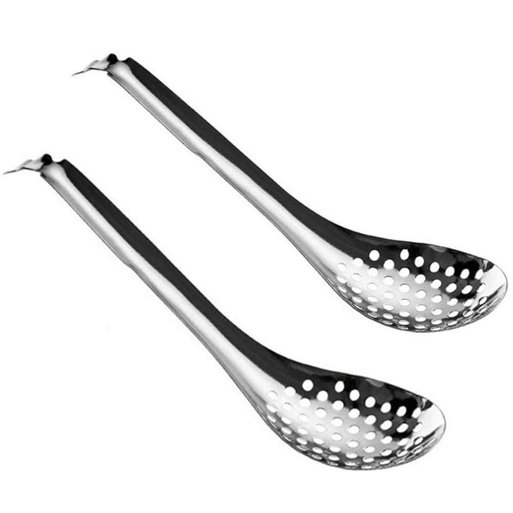 Spherification Spoon - Set of 2 Stainless Steel Spherification Spoon Molecular Mixologist Slotted Bar Spoon Kitchen - KICW0071 (Silver)