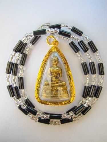 (PG068)Rare Buddha Talisman Thai Amulet Bless Rich Luck Win Gold Plate Pendant Frame