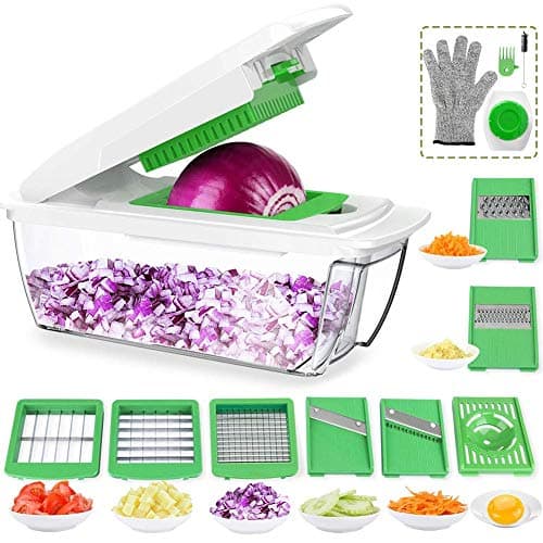CHUGOD Vegetable Chopper Mandoline Slicer Dicer, Newly Improved Onion Cutter Heavy Duty All in One Fruit Cuber Multi Blades Kitchen Food Cheese Grater Egg Separater