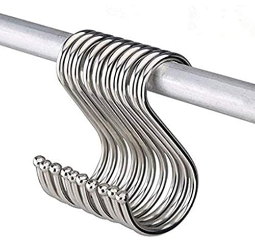 Soqool12 Pack Heavy Duty Hooks for Hanging S Hook for Shower/Closet Rod Shower Curtain Hook Rings, Outdoor Hook Hangers for Bird Feeder/Hanging Plants(4.8 Inch)
