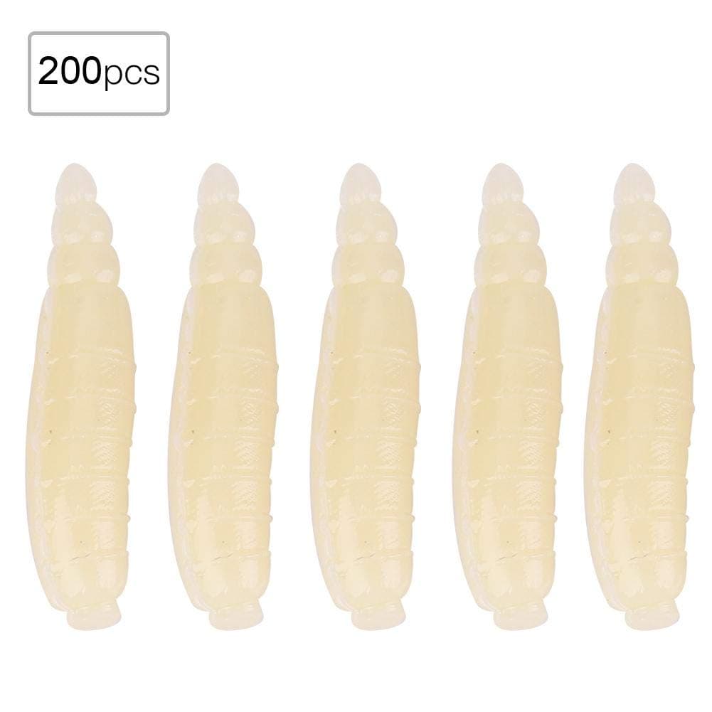 Soft Artificial Fishing Lures, 200pcs 17mm Bionic Maggot Grub Soft Lure Life-like Worms Fishing Baits Accessory artificial fishing baits maggot lure fishing worms bait life fake maggot artificial
