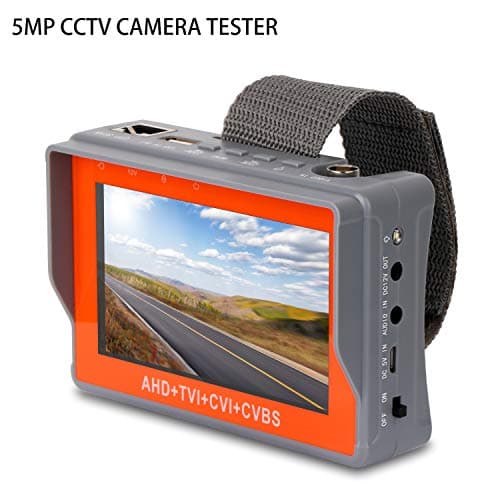 SGEF CCTV Tester 4-in-1 Portable Camera Tester 5MP AHD/TVI/CVI/CVBS Analog Tester 4.3-inch LCD Monitor Wrist Video Tester Cable Test PTZ Control 12V Power Output Audio Tester