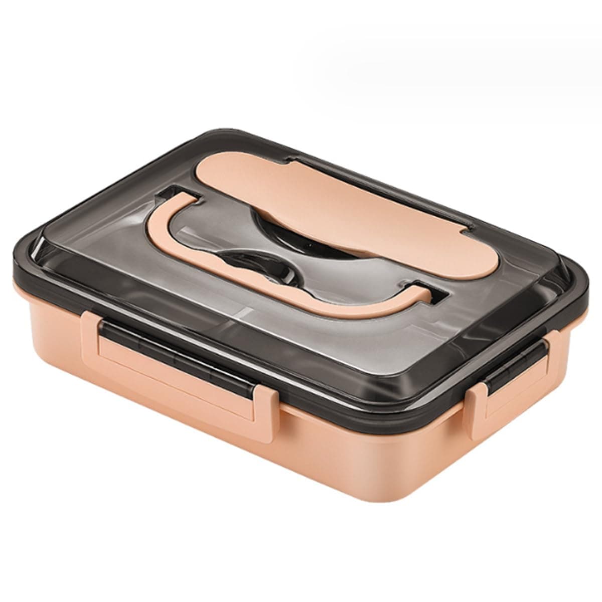 304 Stainless Steel Bento Lunch Boxes for Adults, 5 Sections Rectangular Divided Plates Tray Pink Reusable dinner Plate with Lid and Buckled for Adults Portion Control
