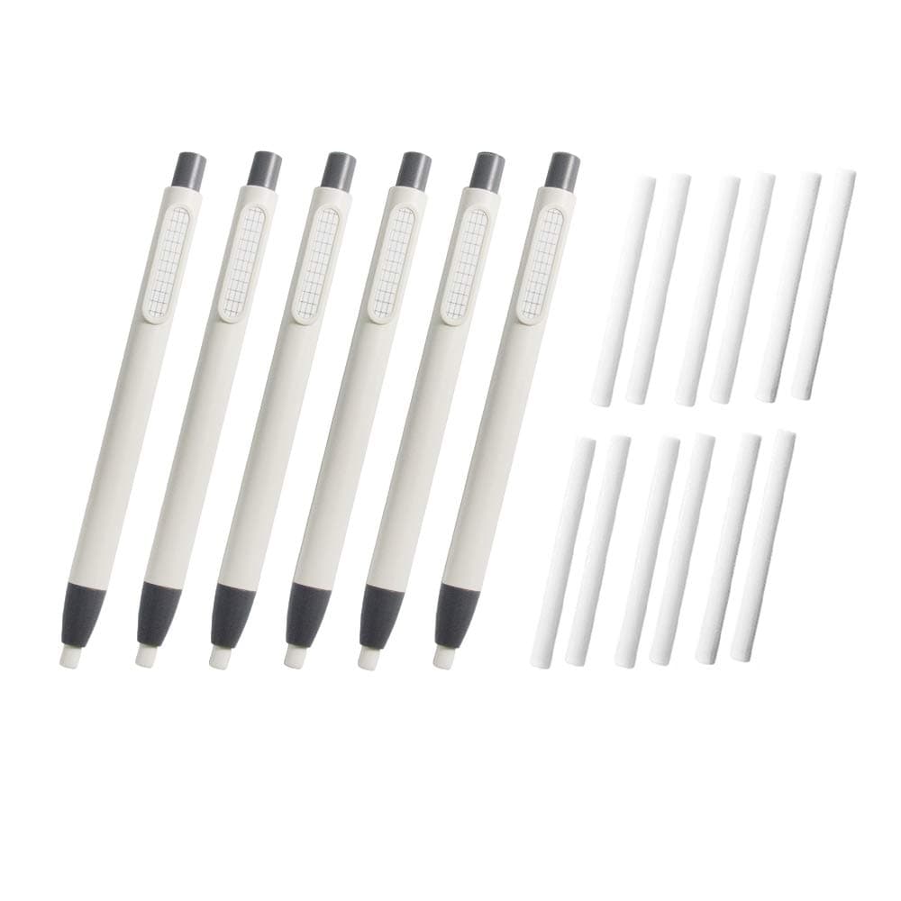 6Pcs Pencil Retractable Click Eraser with 12Pcs Refill, Creatiees Premium Pen Style Rubber Stick Erasers Mechanical Grip Eraser for Kids Students Artist Painting Writing