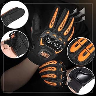 COFIT Motorcycle Gloves Breathable, Touchscreen Motorbike Gloves Anti-slip with Good Grip Hard Knuckles Protection for Men Women Motocross, BMX ATV MTB Cycling, Road Racing - Orange L