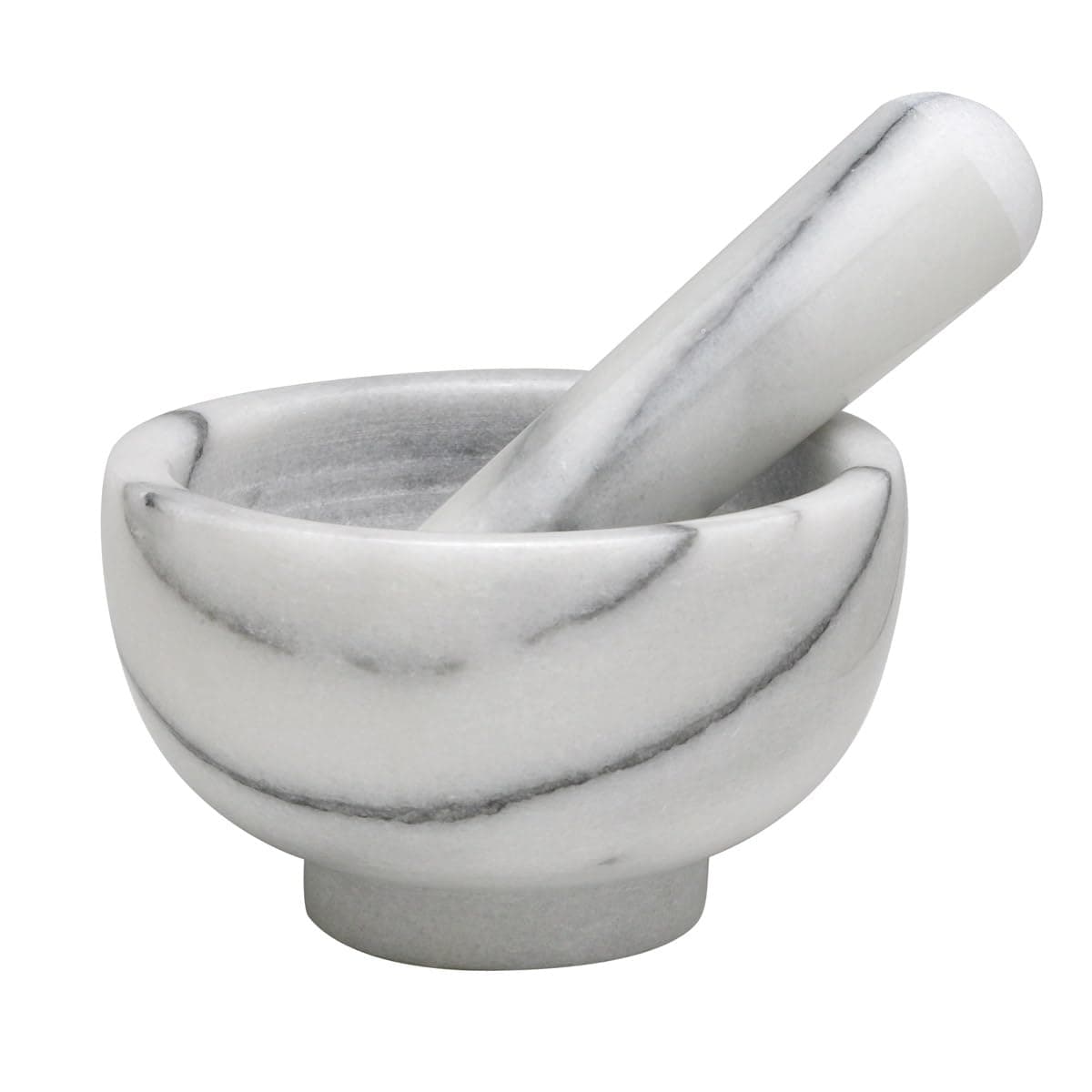 HIC Kitchen Mortar and Pestle Spice Herb Grinder Pill Crusher Set, Solid Carrara Marble, 4-Inch x 2.5-Inch