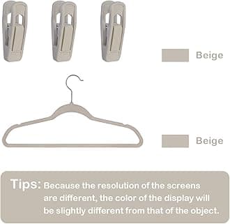 Trgowaul Velvet Hangers Clips, Pants Hangers Velvet Clips, Strong Finger Clips Perfect for Thin Velvet Hangers (Beige 20 Pack)