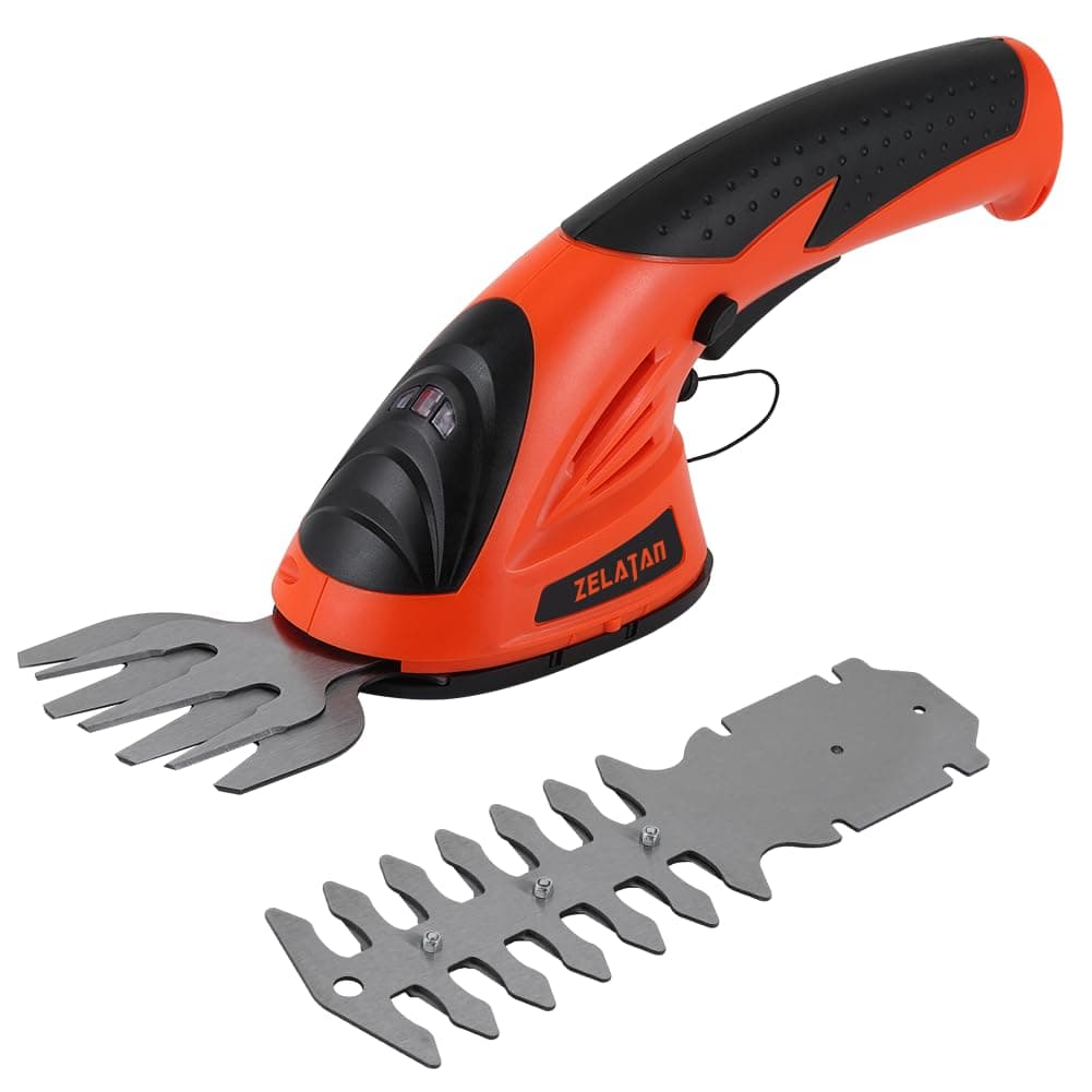 Cordless Grass Shear, 7.2V Electric Grass Trimmer & Hedge Trimmer with Rechargeable Battery, 2 in 1 Handheld Shrub Trimmer/Grass Cutter for Garden Yard Lawn