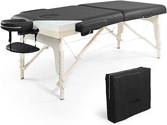 CAPHAUS Premium Memory Foam Massage Table, 84 Inch Foldable & Portable, Height Adjustable Spa Bed, Facial Cradle Salon Bed, 32 Inch Wide, Black