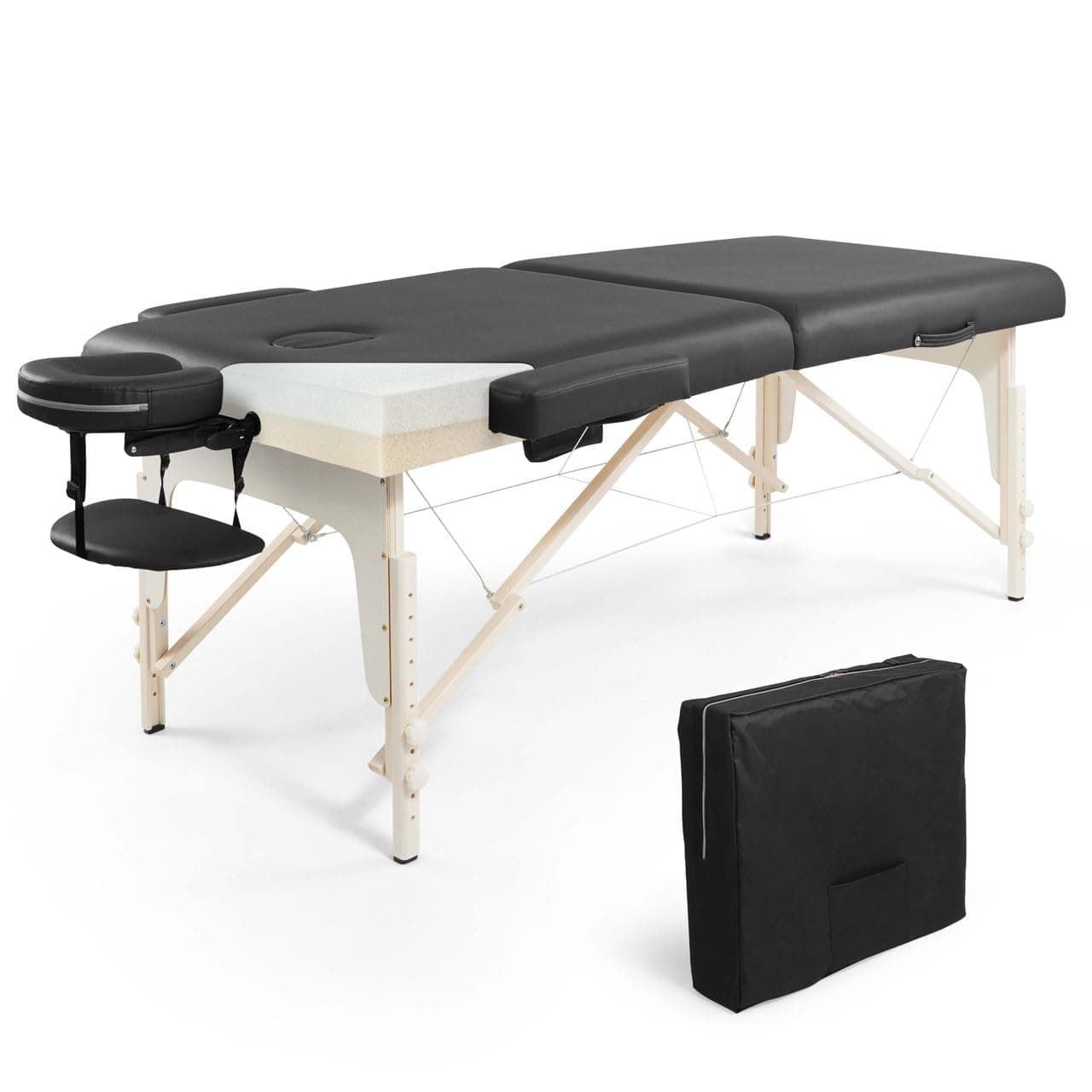 CAPHAUS Premium Memory Foam Massage Table, 32 Inch Wide, Black