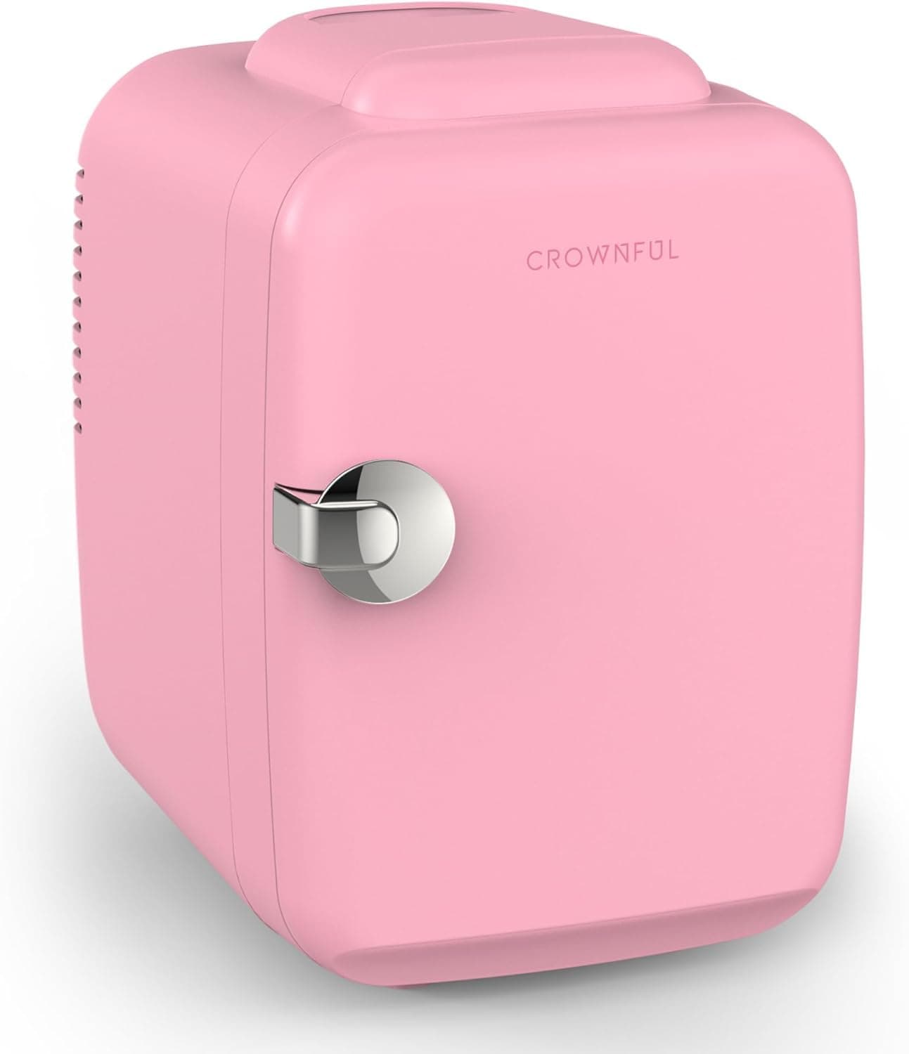 CROWNFUL Mini Fridge, 4 Liter 6 Can Portable Cooler and Warmer, Personal Fridge for Skin Care, Cosmetics, Food, Great for Bedroom, Office, Car, Dorm, ETL Listed (Matte Pink) [Energy Class A]