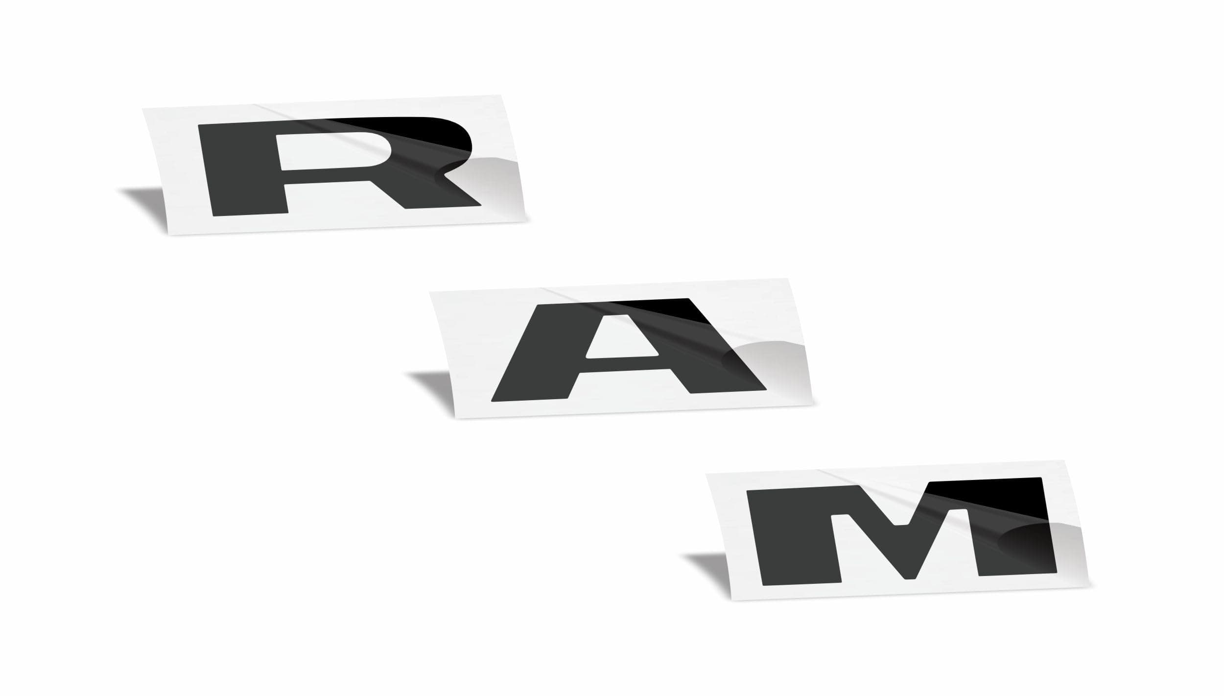 RAM Grille Emblem Overlay Decal 2019-2024 Ram 1500, NOT for Classic or TRX (Color: Gloss Black)