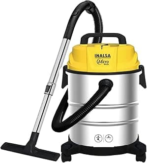 INALSA Wet and Dry Vacuum Cleaner for Home,20 LTR Capacity,1400 W,20 kPa Suction,Blower Function,HEPA Filter,Wet Vacuum Cleaner for Sofa,Metal Telescopic Tube,SS Body,Heavy Duty (Micro WD20)