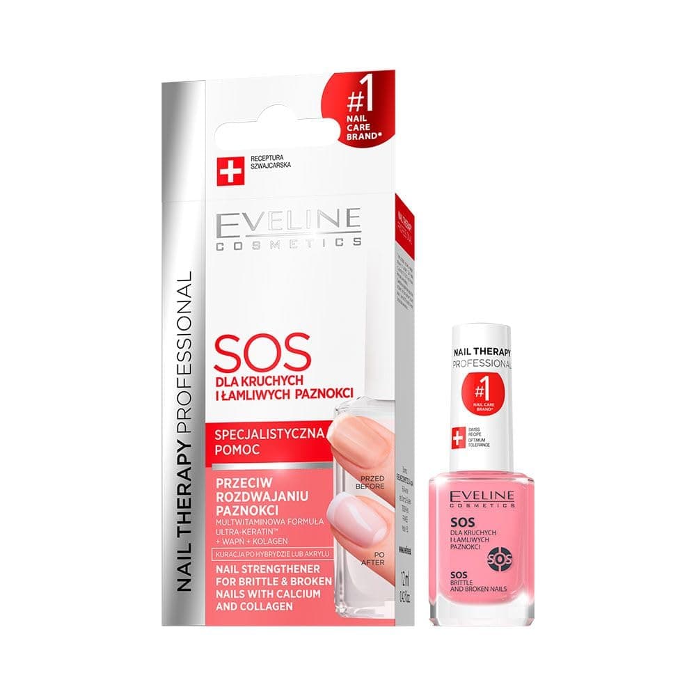 Nail Therapy Professional SOS Nail Strengthening Conditioner with Calcium & Collagen - For Brittle, Splitting, and Weak Nails - 12 ML