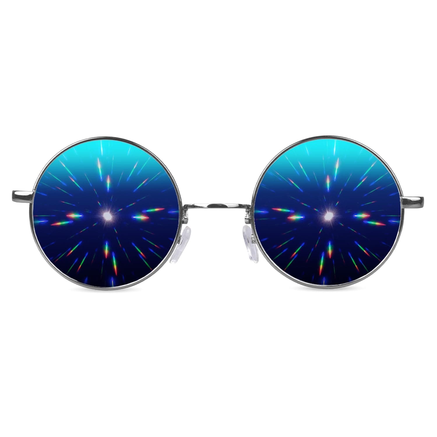 Diffraction Glasses | Hippie and Pilot Style Metal Frames with Mirror Lens and 3D Prism Rainbow Effect