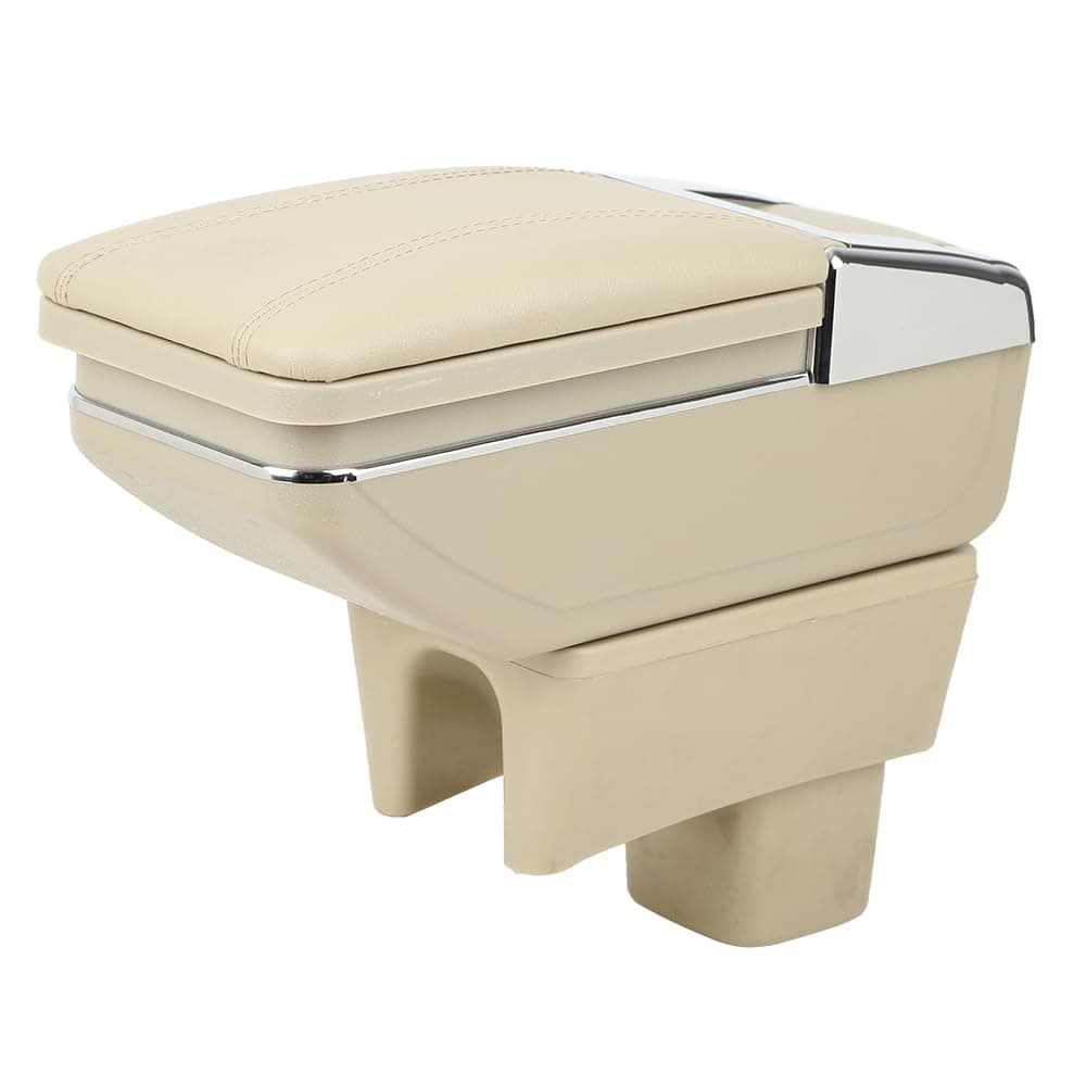 Leather Car Center Console Armrest Storage Box Compatible with Suzuki Swift 2008 2009 2010 2011 2012 2013 2014 2015 2016 2017 2018 2019 2020 2021 2022 2023(Beige)