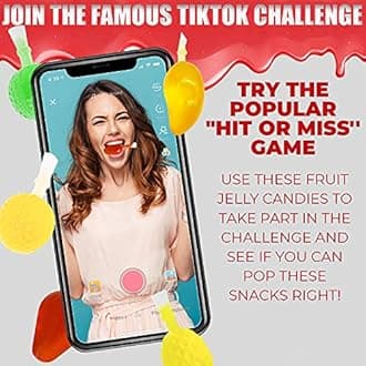 Fusion Select Jelly Fruit Snack Jelly Fruits Hit or Miss Challenge - Fruit-Shaped Jelly- Assorted Flavors, Strawberry, Orange, Apple, Pineapple, Grape, Mango (2 Bags)