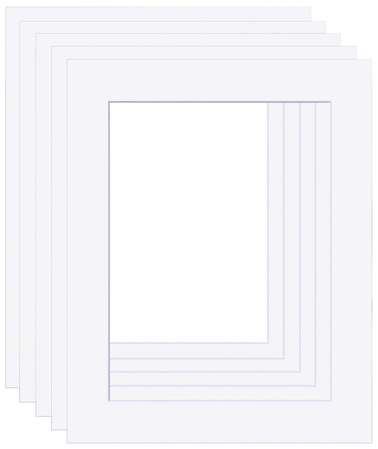 Picture Mounts, Frame Size 16 x 12 to fit A4 or 12x8 Image, Choice of Colour & Quantity [Bright White, Pack of 5]