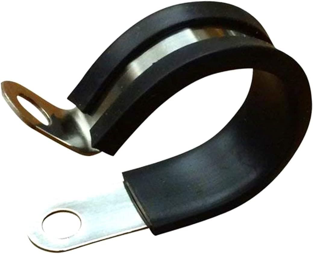 Cable Clamp ,10 Pack 1.25 Inch Stainless Steel Cable Clamp, Pipe Clamp, Metal Clamp, Rubber Cushioned Insulated