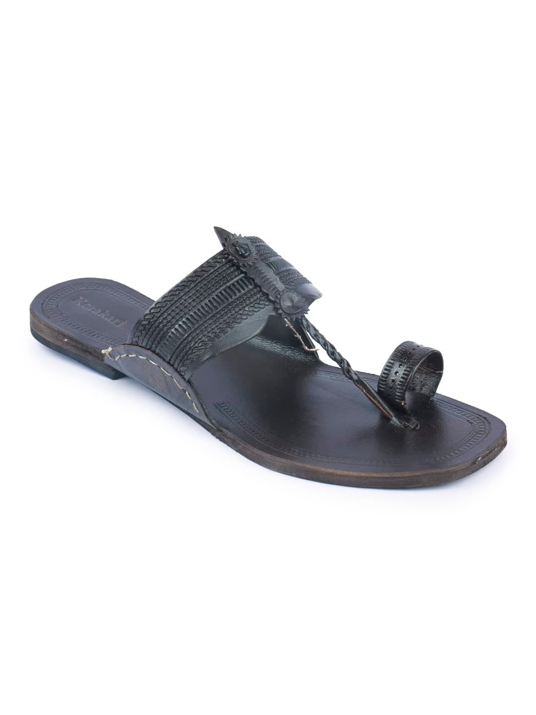 KORAKARI Handmade Kolhapuri Chappal for Men, Flip Flops, Stylish Durable and Anti Slip Design, Traditional Footwear