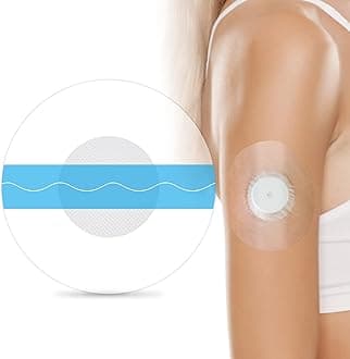 Freestyle Libre 2 Plus Sensor Covers 55Pack Waterproof Adhesive Patches for Libre 2 & 3,Transparent CGM Tape Without Glue in The Center,Breathable Overpatch for 14 Days