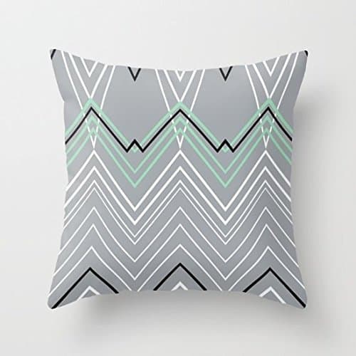 Decorative Pillow Case Mint Grey Chevy Cushion Cover 18" x 18"