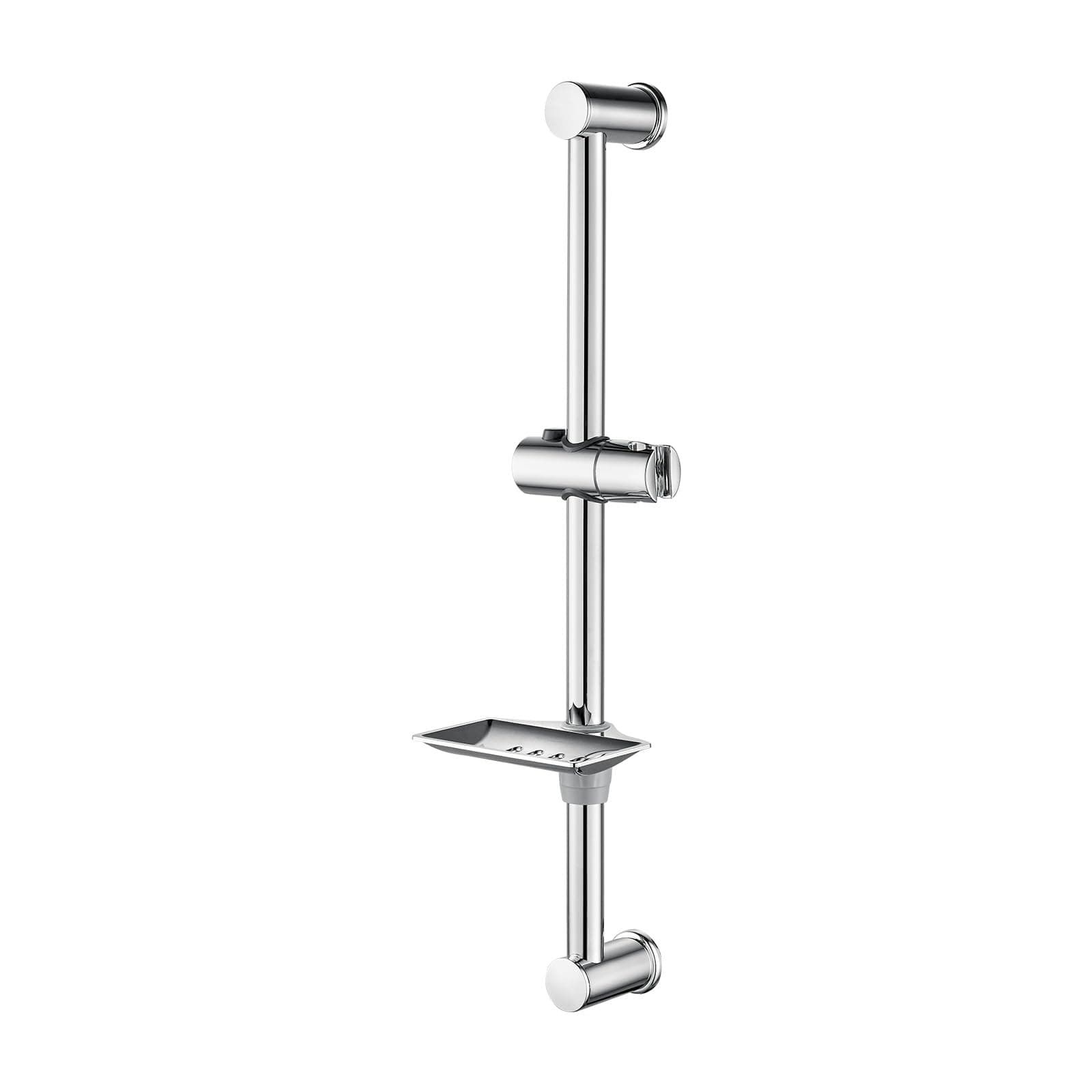 M20802 Shower Riser Rail, 56-58 cm Shower Rail, Wall Mounted Shower Rail kit with Soap Dish Bracket Adjustable Shower Head Holder Bar, Shower Slider Rail for Bathroom, Chrome, Silver