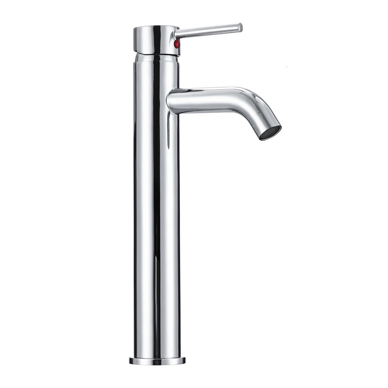 Hapilife Basin Taps Tall Single Lever Chrome Bathroom Sink Basin Mixer Tap High Rise Countertop Tap, Mono Stainless Steel Round Sink Faucet with Hot and Cold Hoses