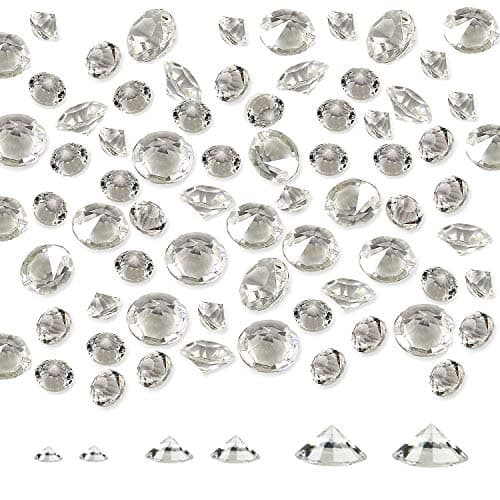 Meching Clear Acrylic Diamonds Crystals (650 PCS) Round Diamond Crystals Treasure Gems for Table Scatters, Vase Fillers, Event, Wedding, Birthday Decoration Favor, Arts & Crafts 10/14/20mm(Multi)