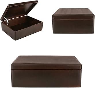Creative Deco XL Brown Large Wooden Box with Lid, 40 x 30 x 14 cm (+/- 1 cm), Memory Box, Baby Wooden Box with Lid, Lacquered Box, Christmas, for Documents, Tools, Raw and Unpolished