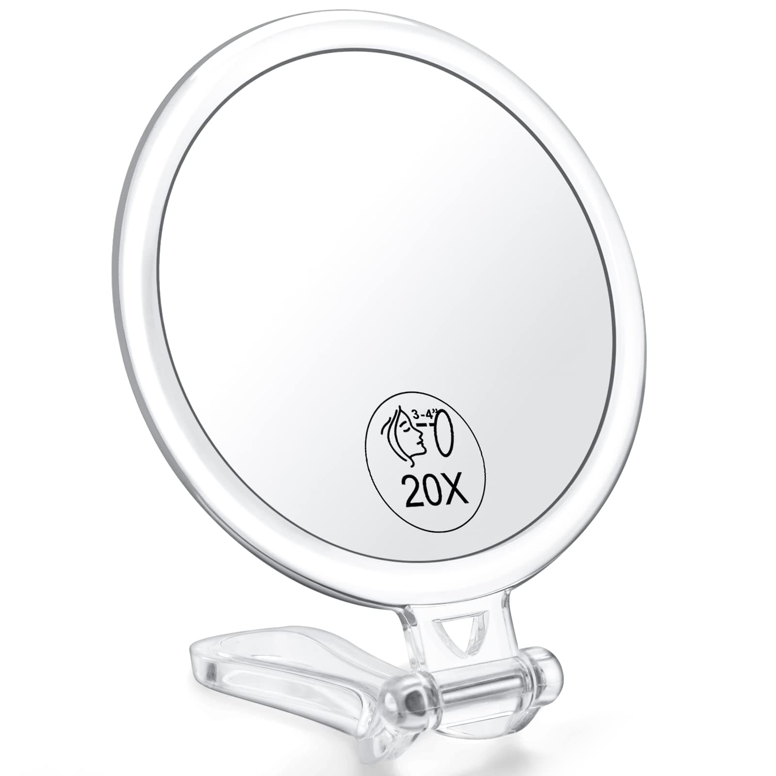 20x Magnifying Mirror, Travel Handheld Mirror - 2-Sided with 1X 20X Magnification Adjustable Handle, Portable, Small, Girl Women Mother's Gift