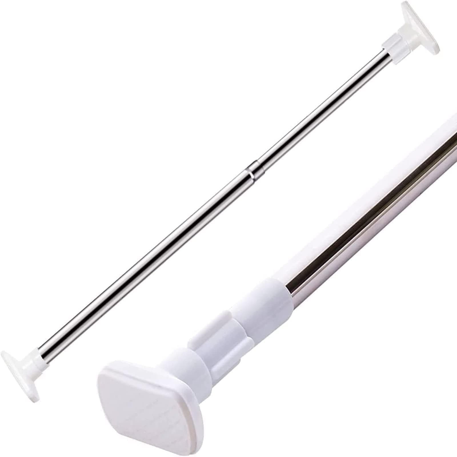 KASTWAVE Extendable Clothes Rail, 70- Stainless Rail Pole - Hanging Rails for Clothes, Wardrobe, Shower, Kitchen, Windows Adjustable Shower Curtain Pole, Diameter, Steel, 22mm, 120cm