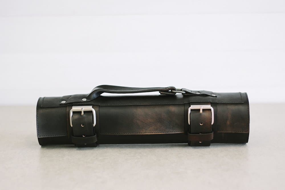 Black Leather Knife Roll