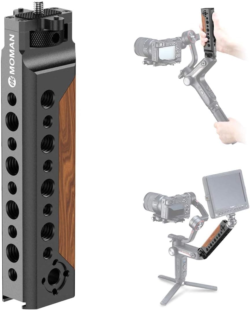 Moman Gimbal Handle MG6 with Cold Shoe Comfortable Grip ARRI 1/4"/3/8" Threaded Hole for Gimbal Stabilizers Weebill for ZHIYUN WEEBILL S